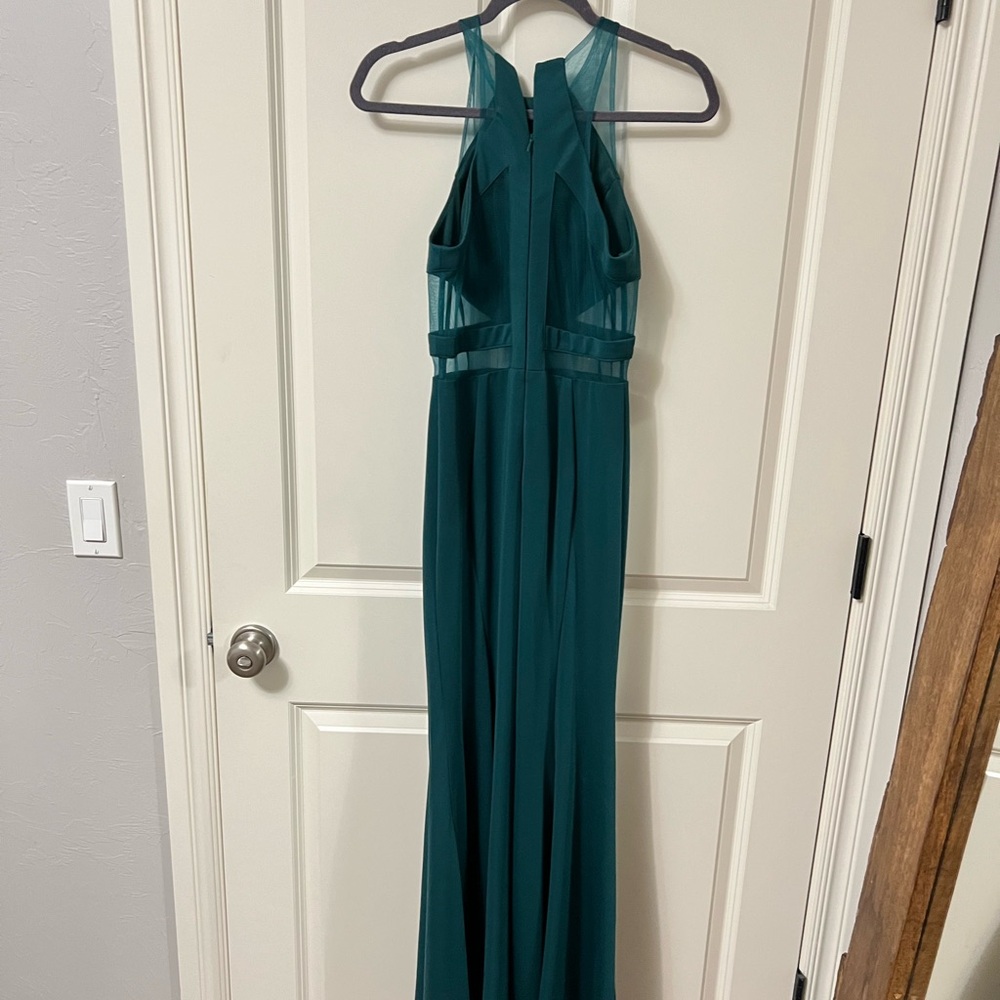 Elegant Teal Halter Maxi Dress